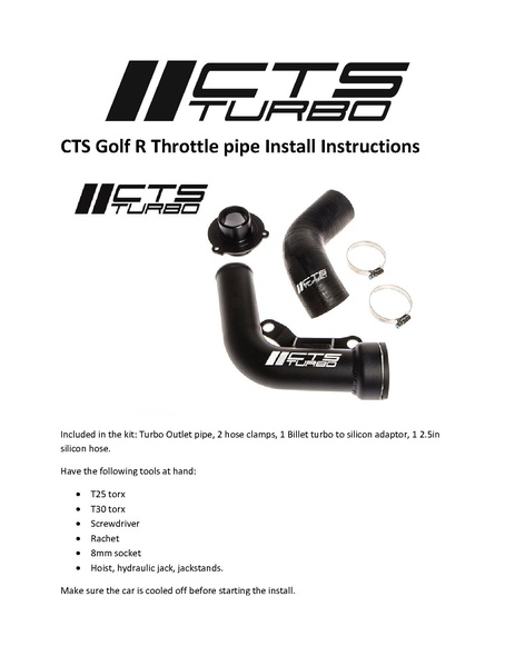 Fichier:CTS Golf R Turbo Outlet pipe Install Instructions.pdf